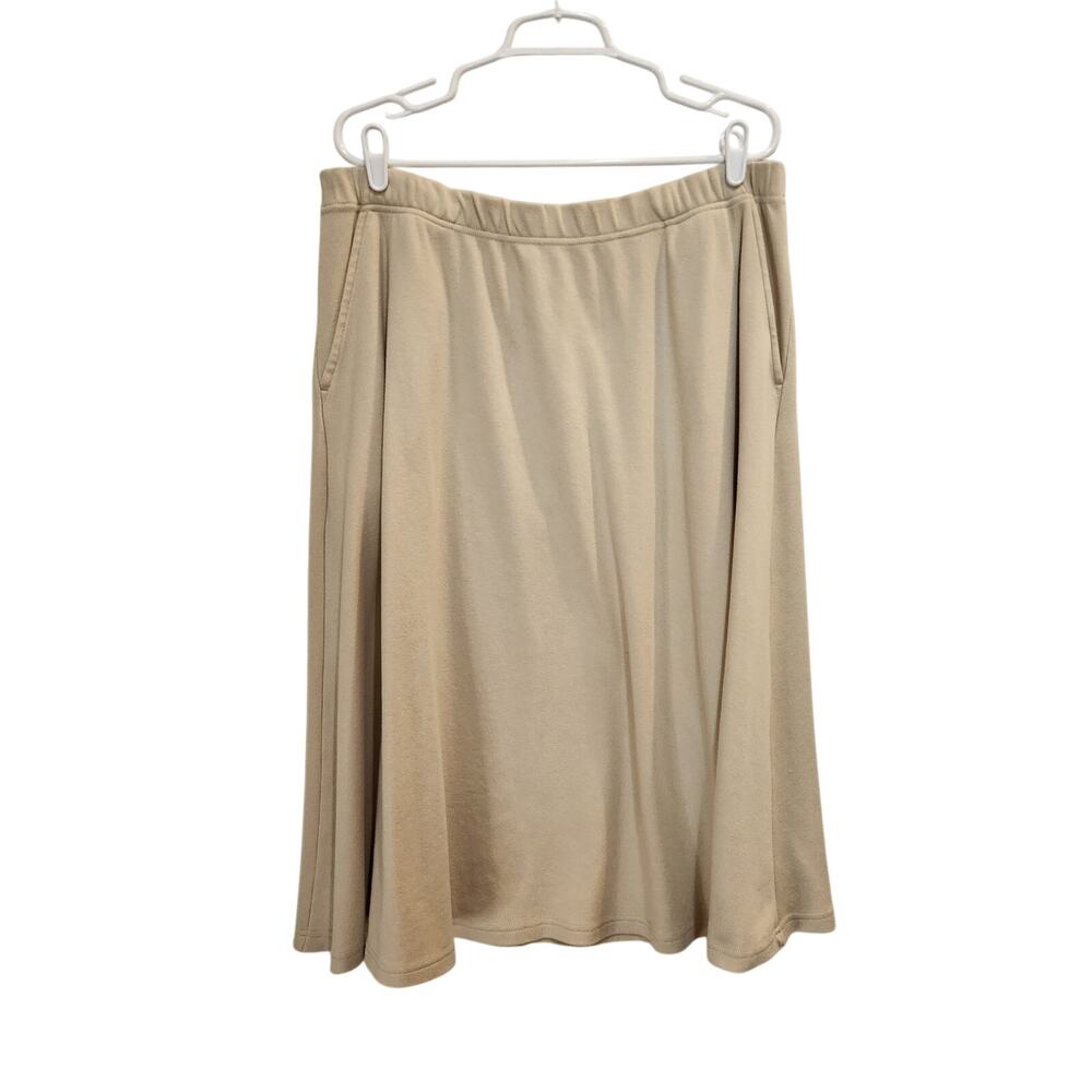 Woman Within Beige Cream Sweater Midi Skirt W/ Pockets Pull On 7-Day Knit 18/20